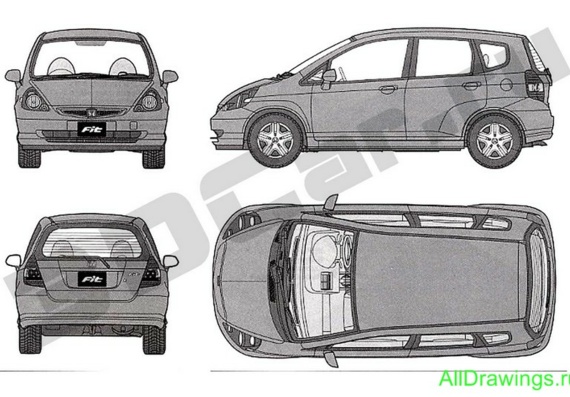 Honda Jazz (Хонда Джаз) - чертежи (рисунки) автомобиля